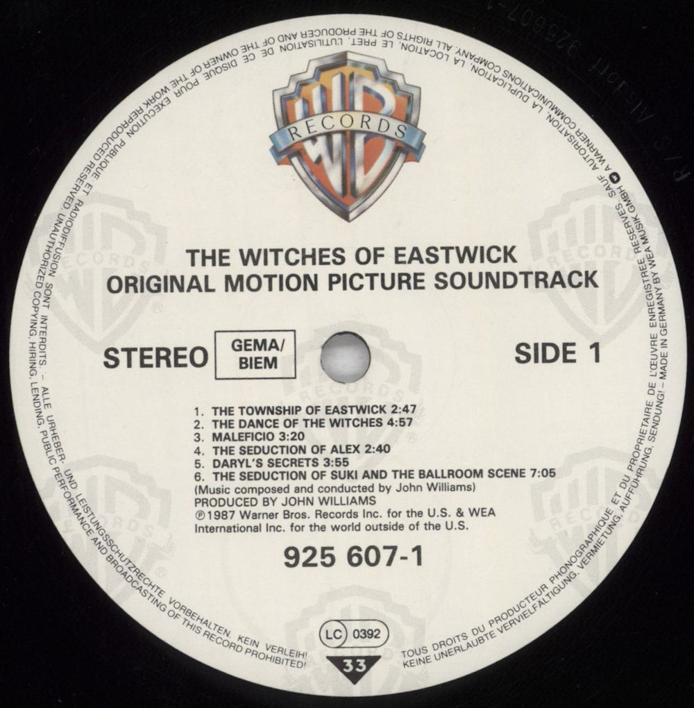 John Williams (Composer) The Witches Of Eastwick German Promo vinyl LP album (LP record) WIALPTH826052