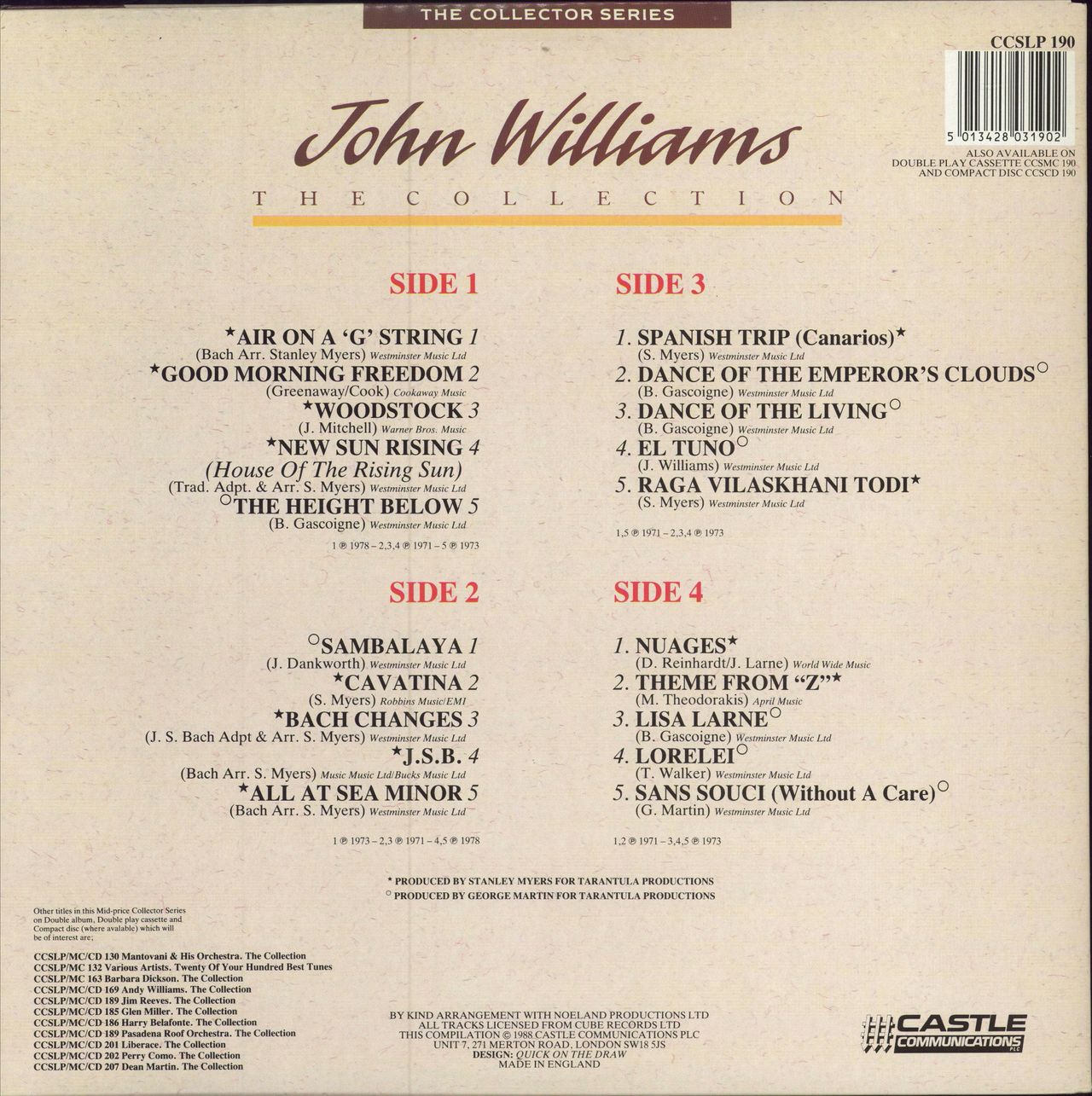 John Williams (Guitarist) The Collection UK 2-LP vinyl record set (Double LP Album) 5013428031902