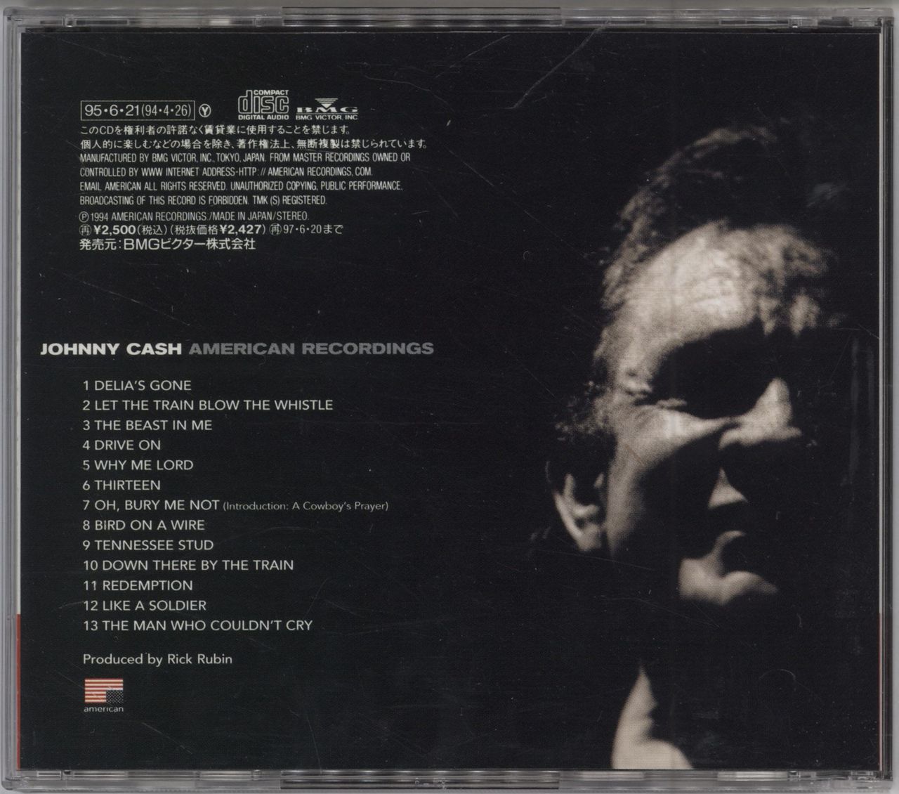 Johnny Cash American Recordings Japanese CD album (CDLP) JCSCDAM784703