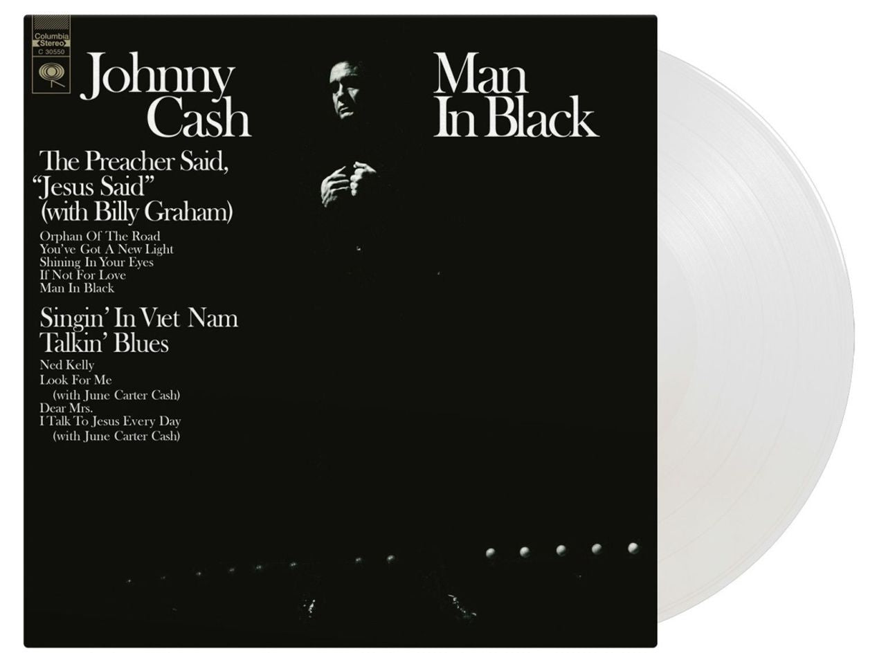 Johnny Cash Man In Black - Crystal Clear Vinyl 180 Gram UK vinyl LP album (LP record) MOVLP3387