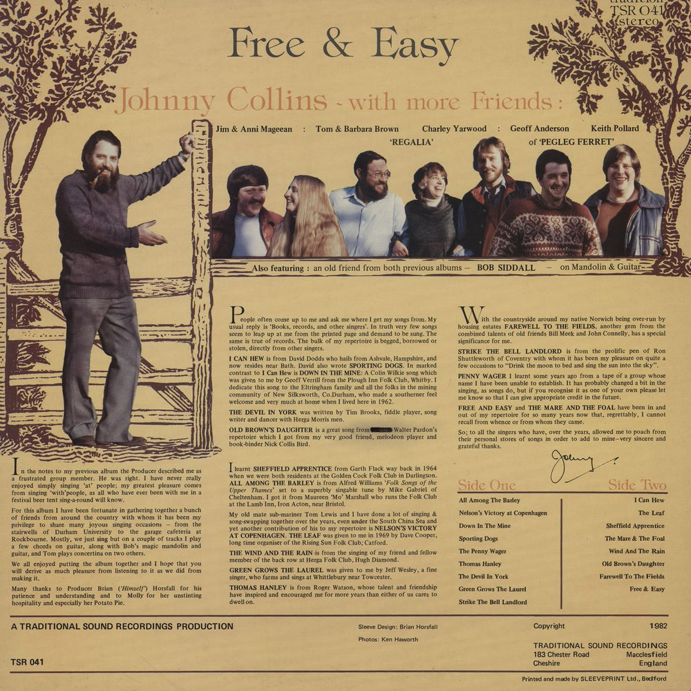 Johnny Collins Free & Easy UK vinyl LP album (LP record)