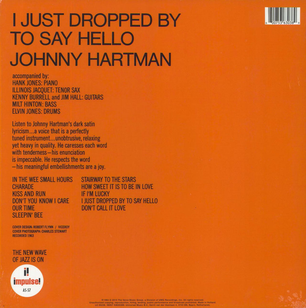 Johnny Hartman I Just Dropped By To Say Hello - 180gm UK vinyl LP album (LP record)