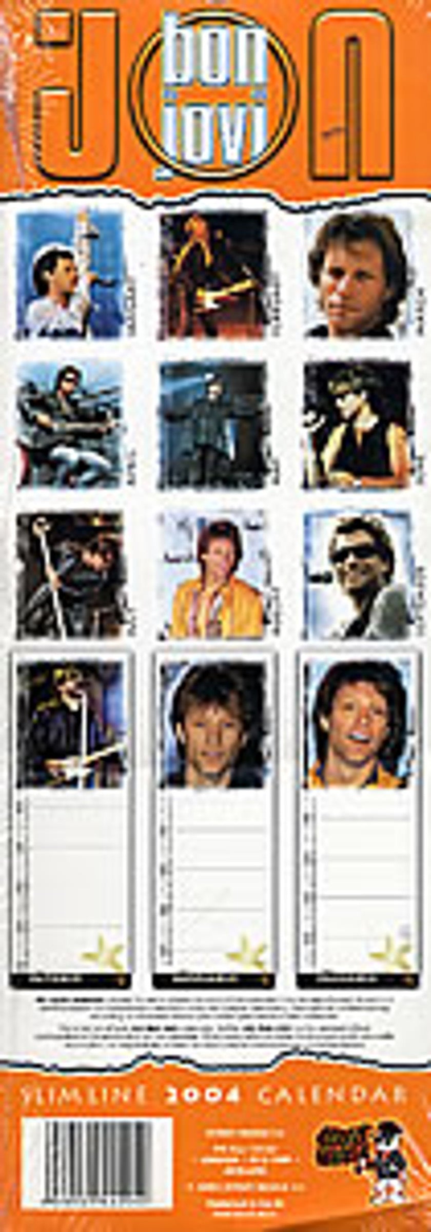 Jon Bon Jovi Slimline 2004 Calendar UK calendar JBJCASL256039