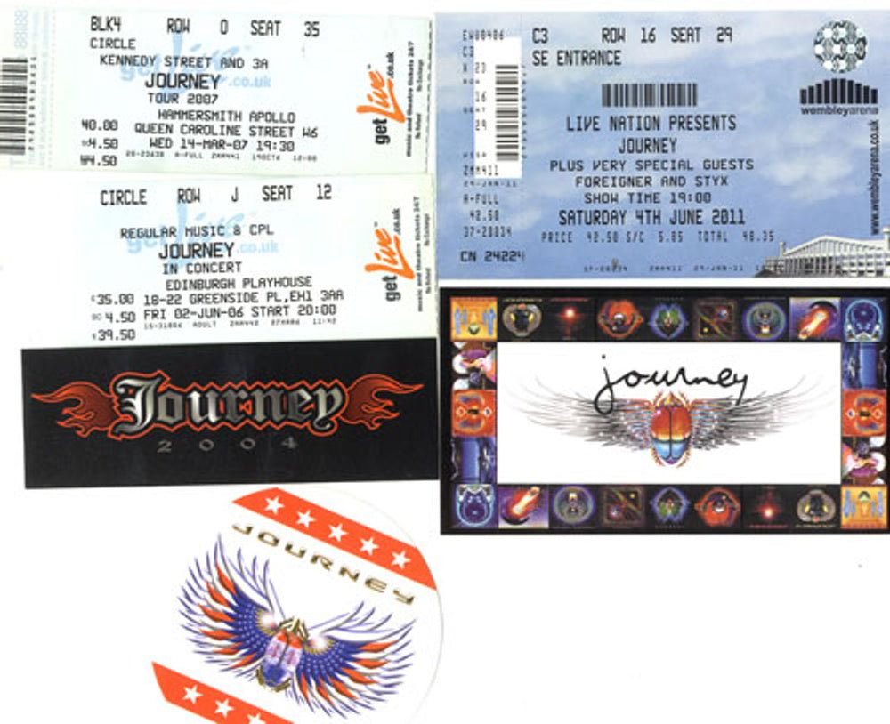 Journey Set of 4 Ticket Stubs UK concert ticket 4 TICKET STUBS