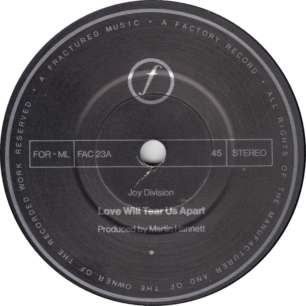 Joy Division Love Will Tear Us Apart - 1st - Glossy p/s, No cut-out/straight glue flaps UK 7" vinyl single (7 inch record / 45)