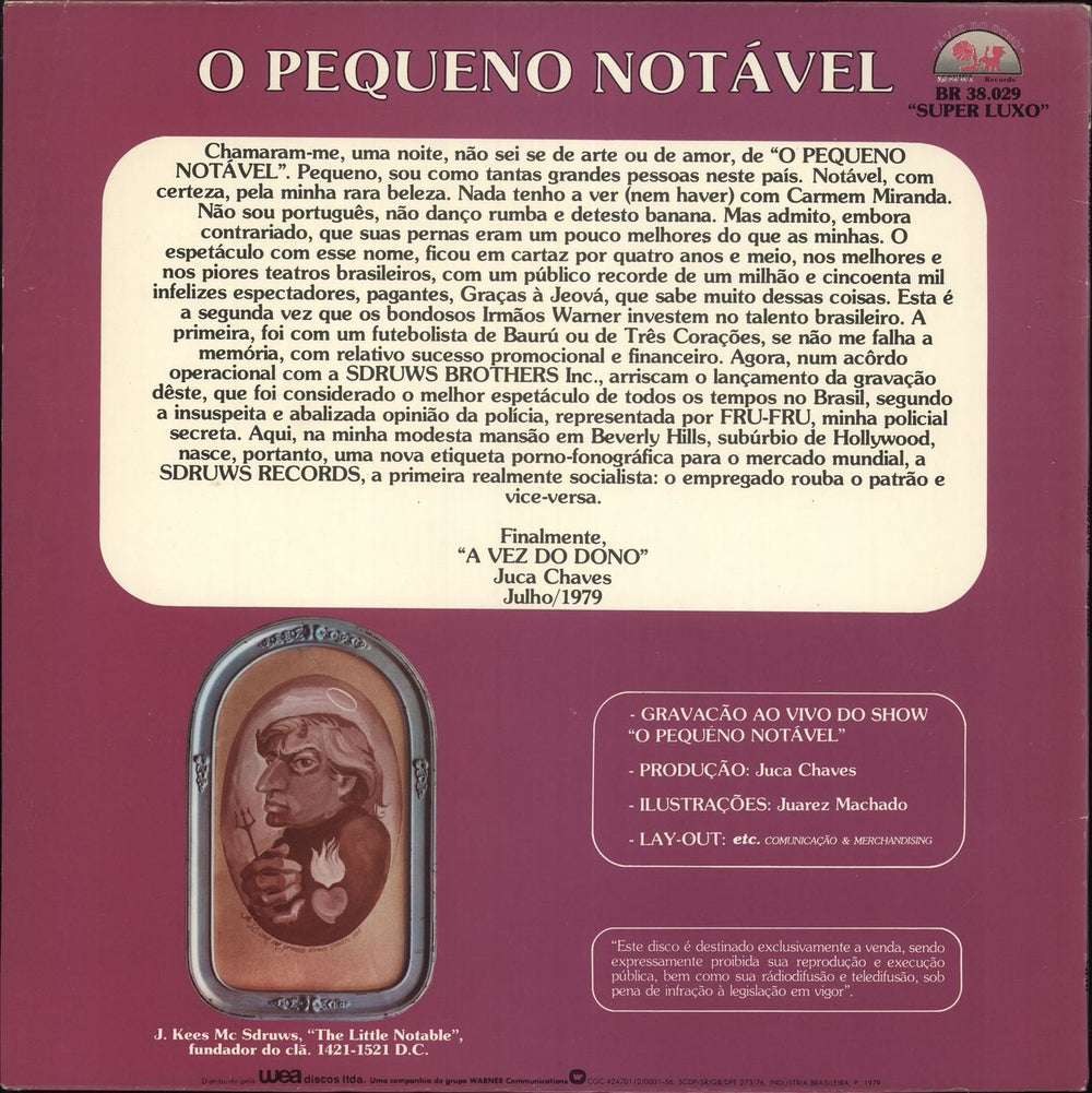 Juca Chaves O Pequeno Notável (Ao Vivo) Brazilian vinyl LP album (LP record)