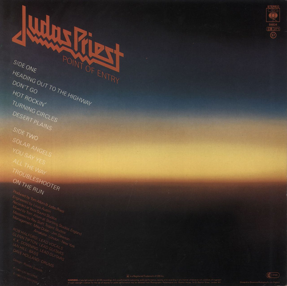 Judas Priest Point Of Entry + Merchandise insert UK Vinyl LP 