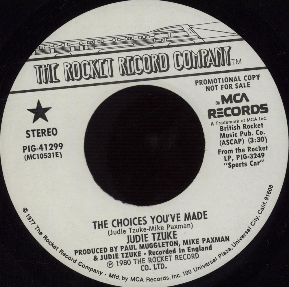 Judie Tzuke The Choices You've Made US Promo 7" vinyl single (7 inch record / 45) PIG-41299