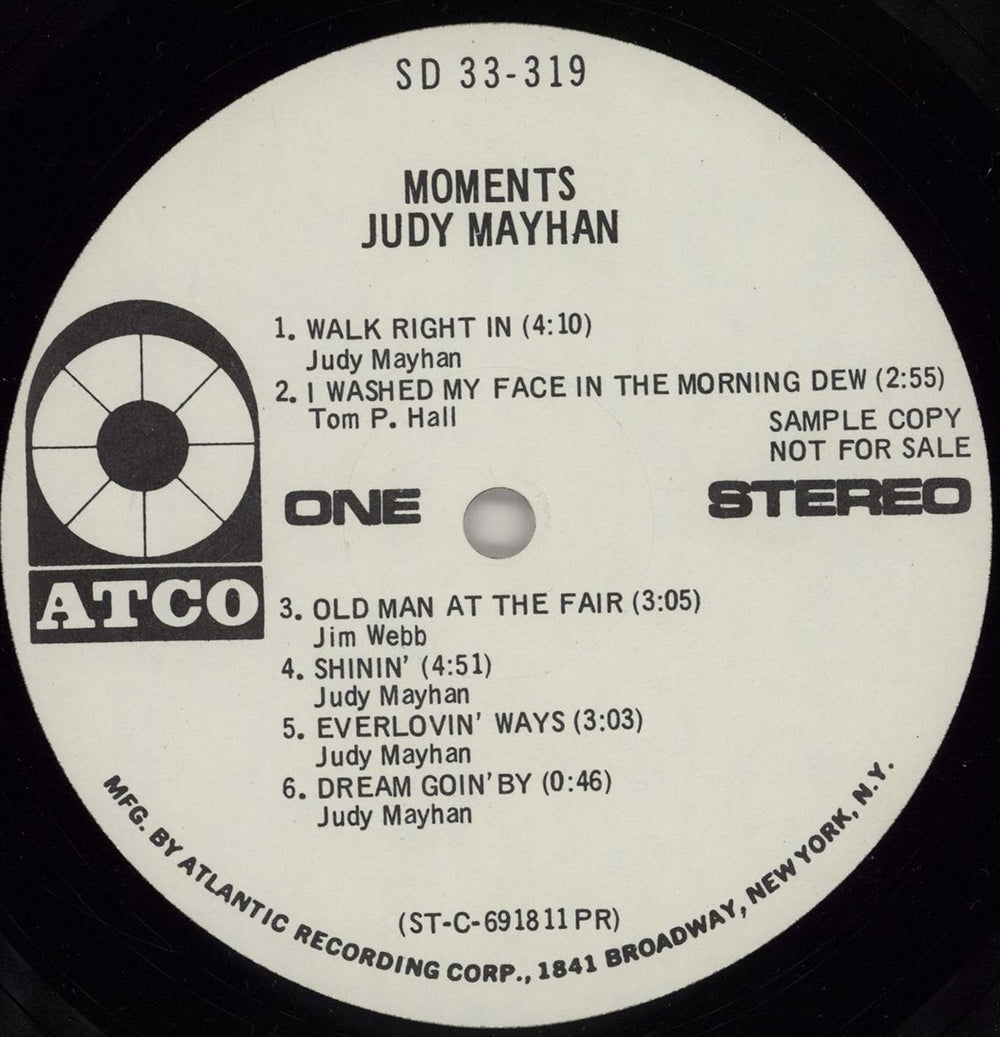 Judy Mayhan Moments - Promo Stickered US Promo vinyl LP album (LP record) 2YELPMO762682