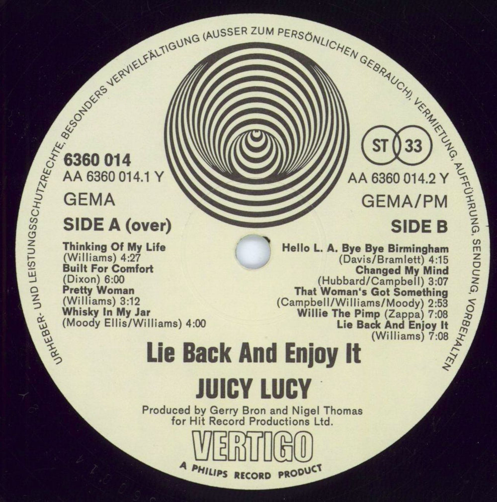 Juicy Lucy Lie Back And Enjoy It German vinyl LP album (LP record) JUILPLI791688