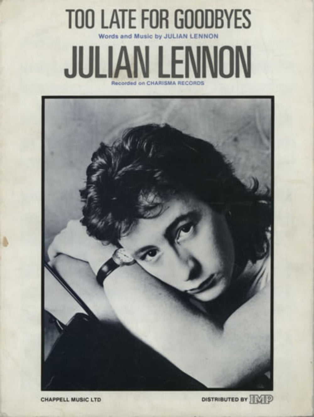 Julian Lennon Too Late For Goodbyes UK sheet music SHEET MUSIC