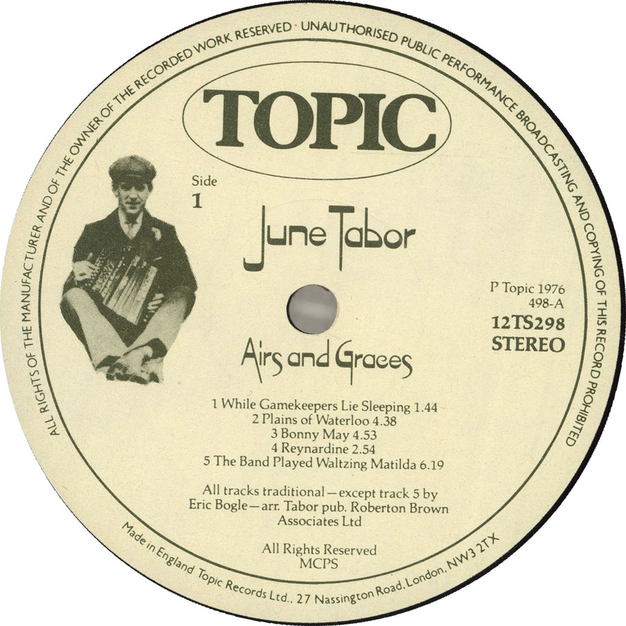 June Tabor Airs And Graces - 1st UK vinyl LP album (LP record) JNOLPAI714102