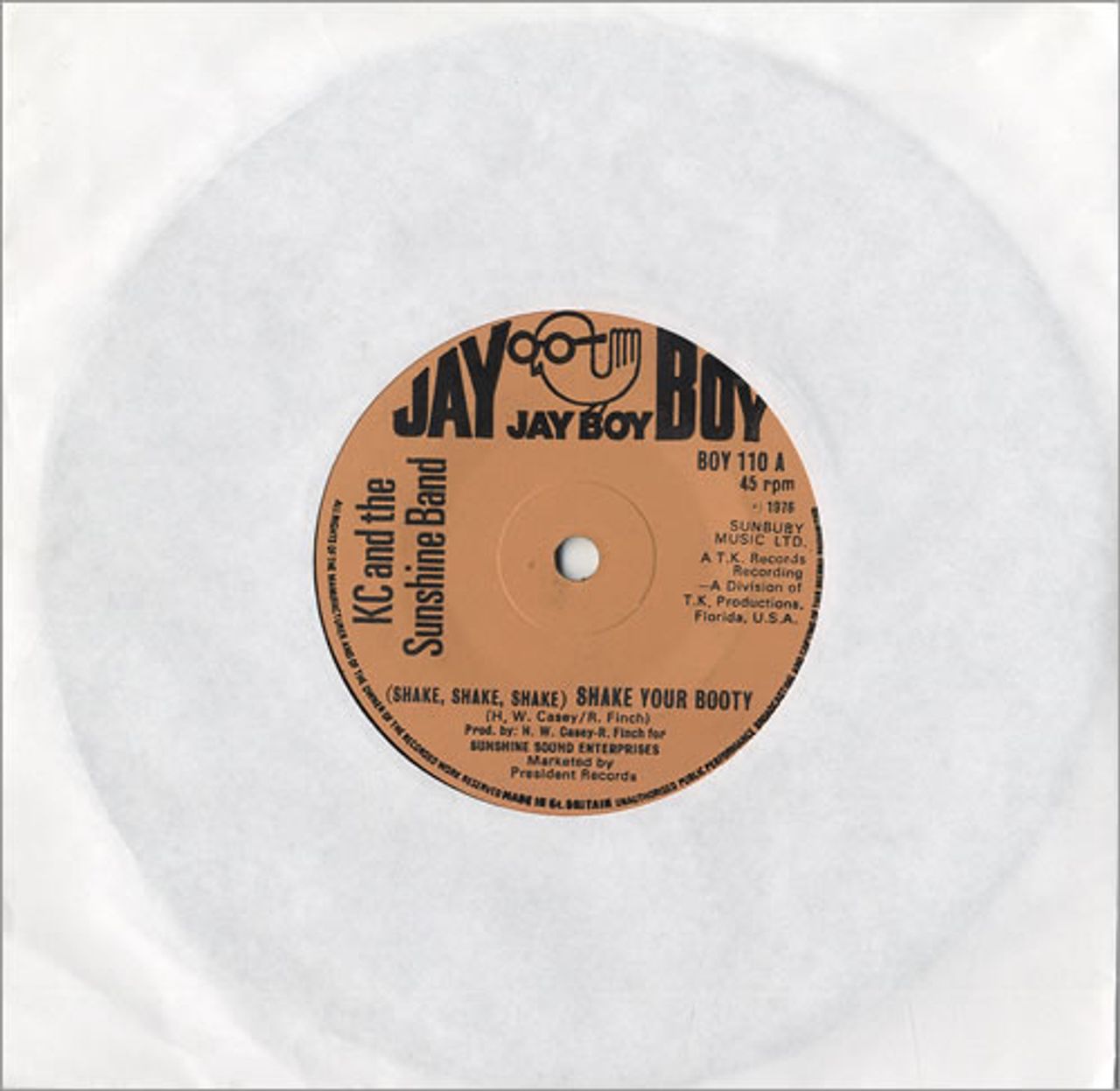K.C. & The Sunshine Band (Shake Shake Shake) Shake Your Booty UK 7" vinyl single (7 inch record / 45) BOY110