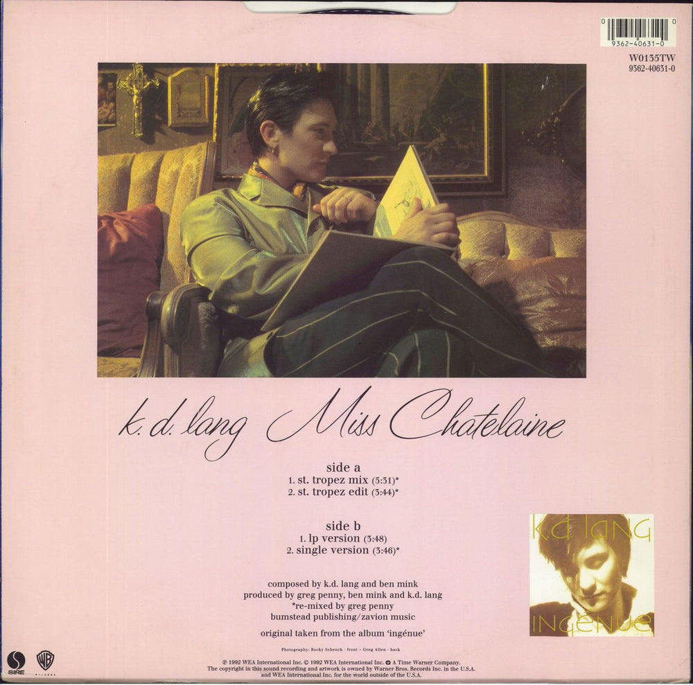 K.D. Lang Miss Chatelaine + Poster UK 12" vinyl single (12 inch record / Maxi-single)