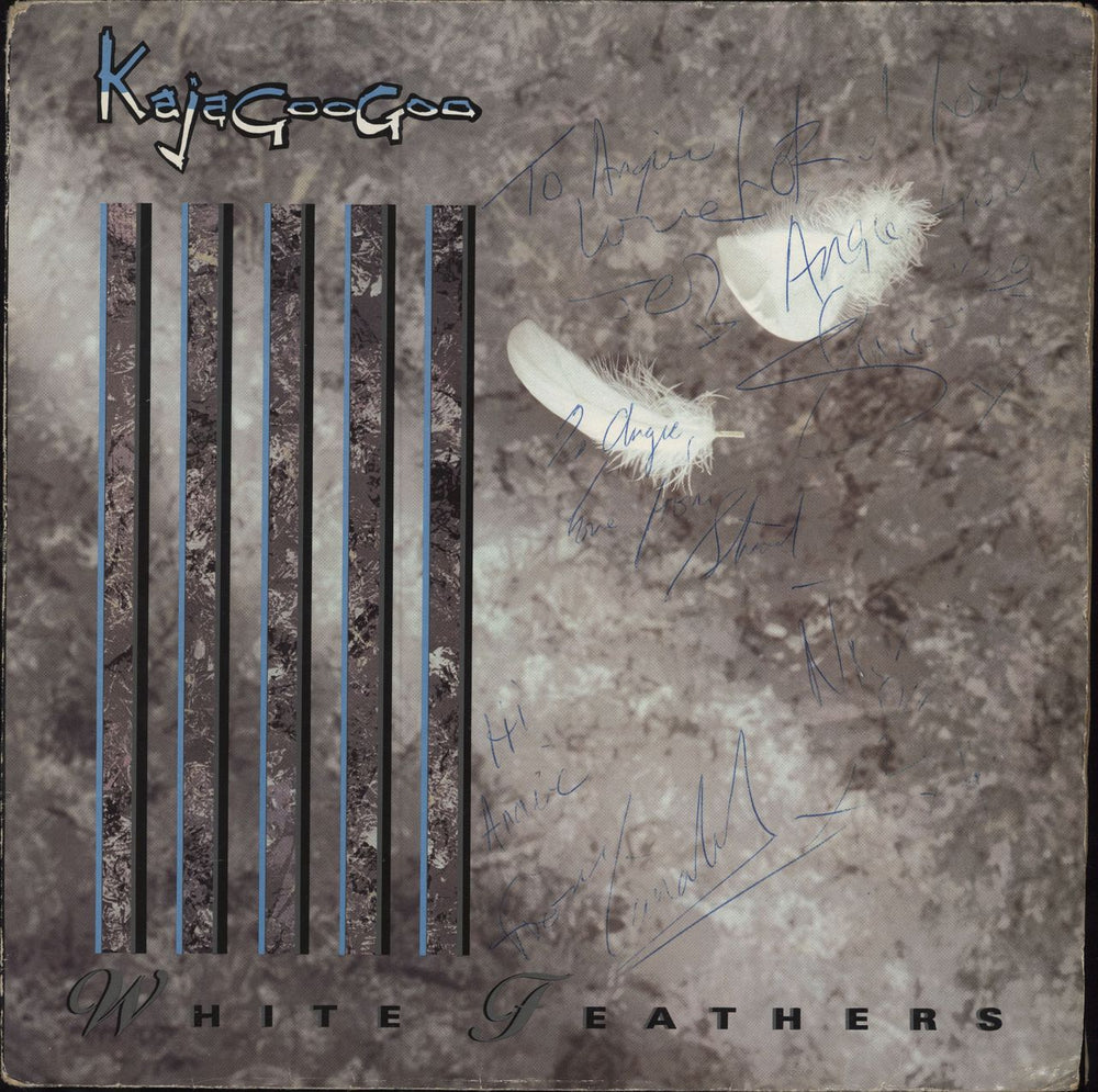 Kajagoogoo White Feathers - Promo stickered + Fully Signed UK Promo vinyl LP album (LP record) EMC3433