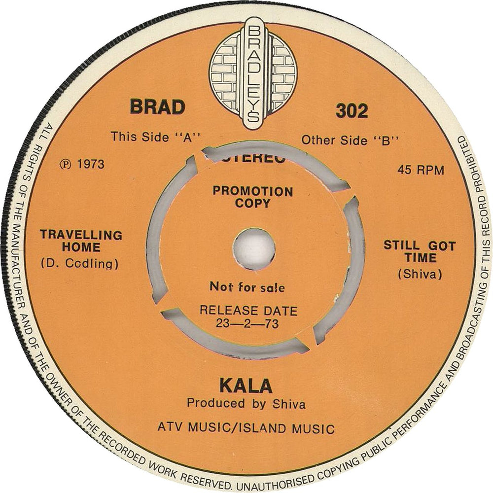 Kala Travelling Home UK Promo 7" vinyl single (7 inch record / 45) KF-07TR748801