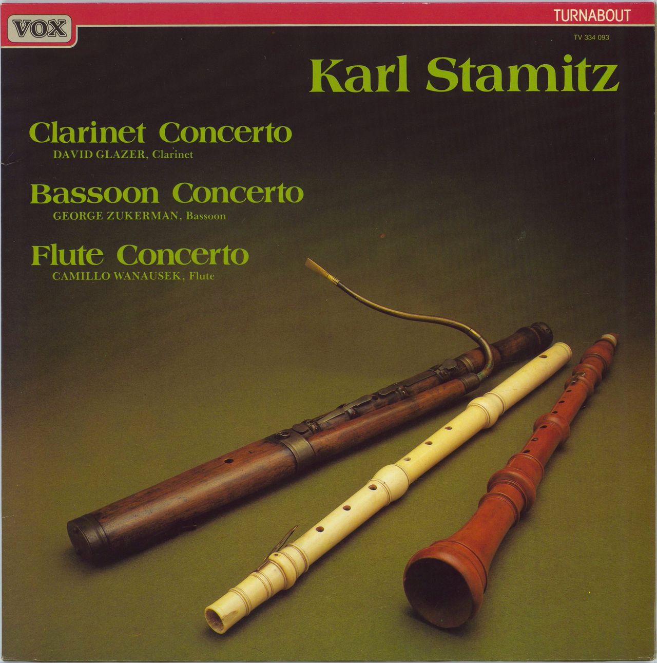 Karl Stamitz Clarinet Concerto / Bassoon Concerto / Flute Concerto Dutch vinyl LP album (LP record) TV334093