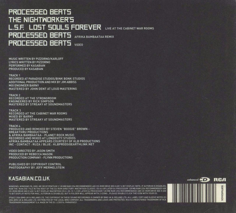 Kasabian Processed Beats - Fully Autographed UK CD single (CD5 / 5") 828766526424