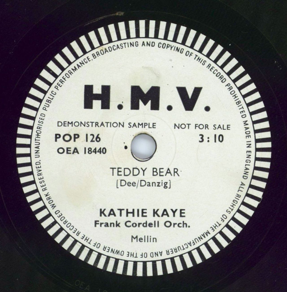 Kathie Kaye Teddy Bear UK Promo 78rpm shellac record POP126
