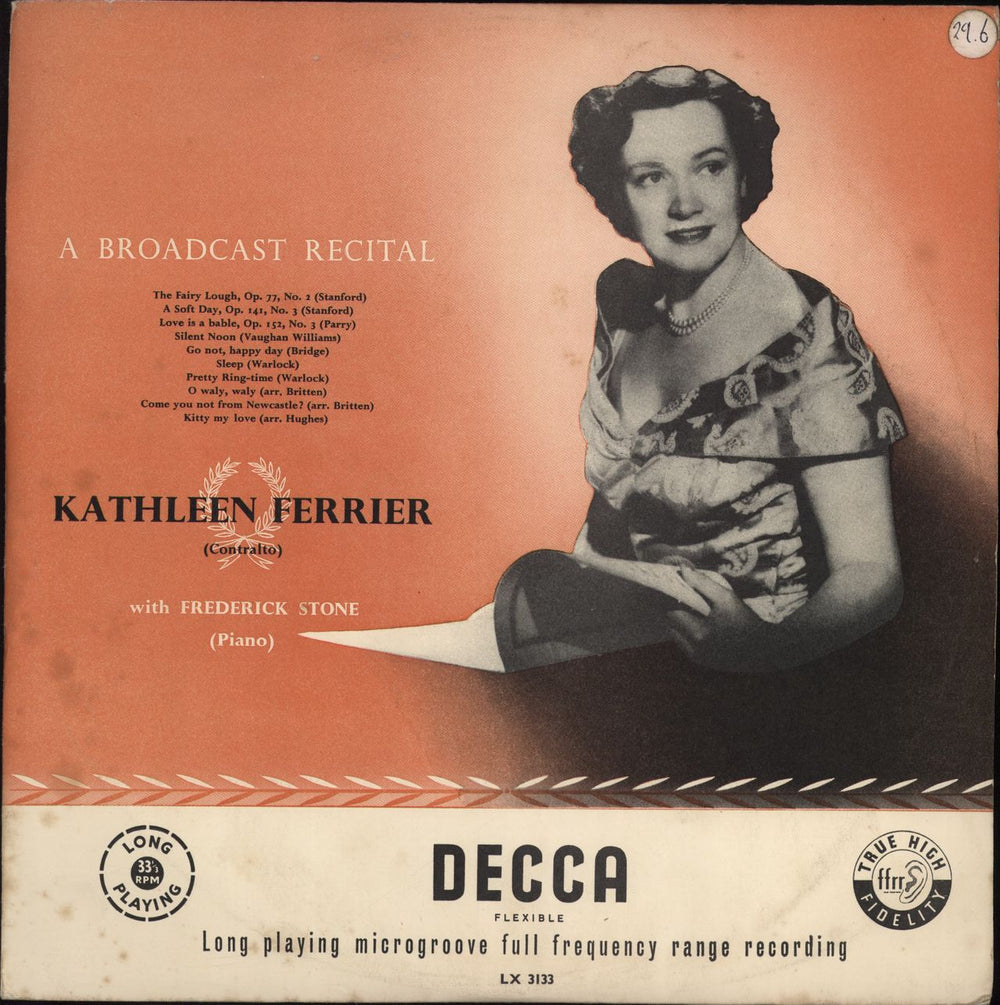 Kathleen Ferrier A Broadcast Recital UK 10" vinyl single (10 inch record) LX3133