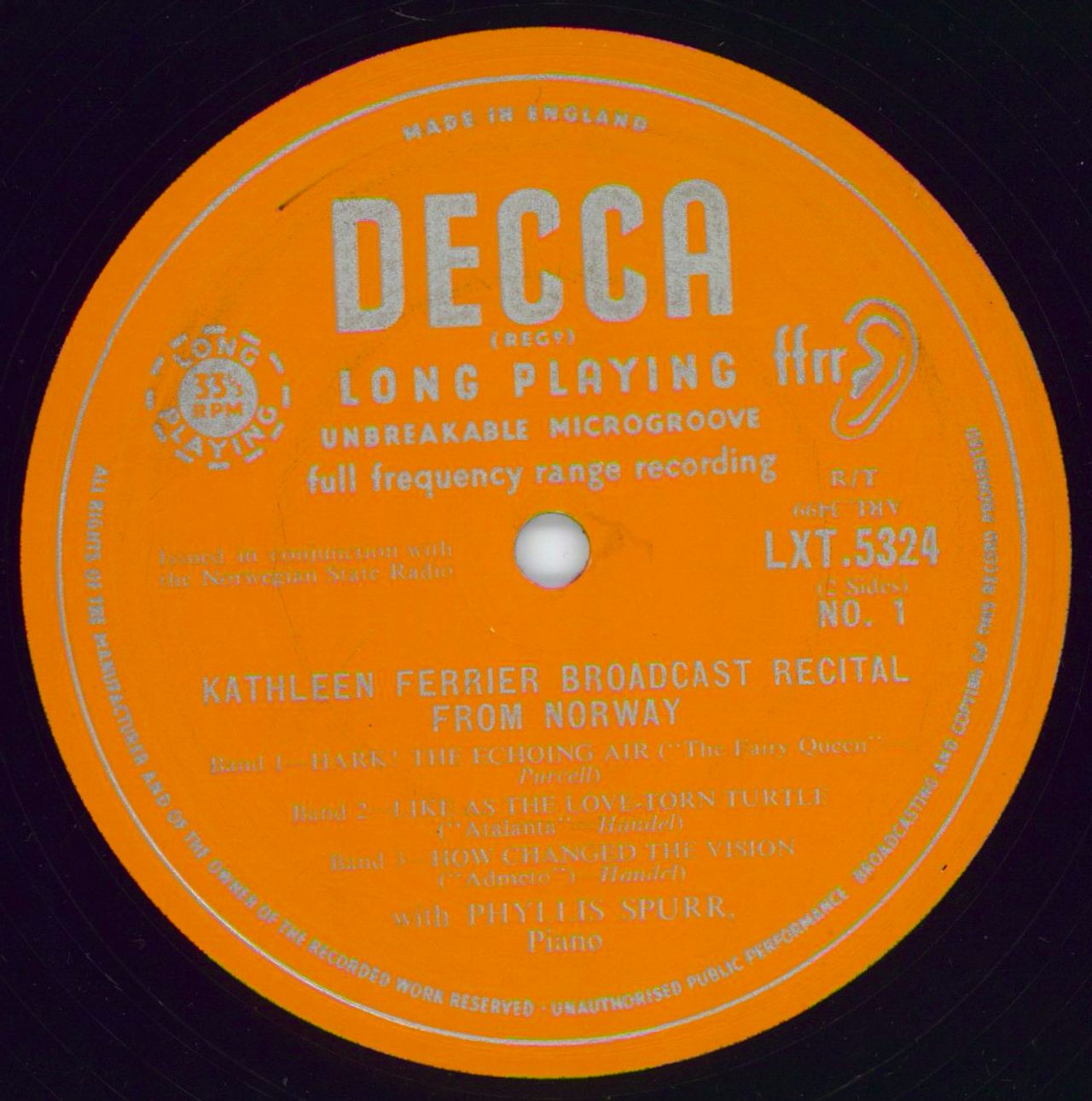 Kathleen Ferrier Broadcast Recital From Norway UK vinyl LP album (LP record) KFELPBR777502