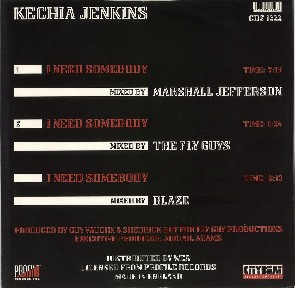 Kechia Jenkins I Need Somebody UK 12" vinyl single (12 inch record / Maxi-single) 5012093432267