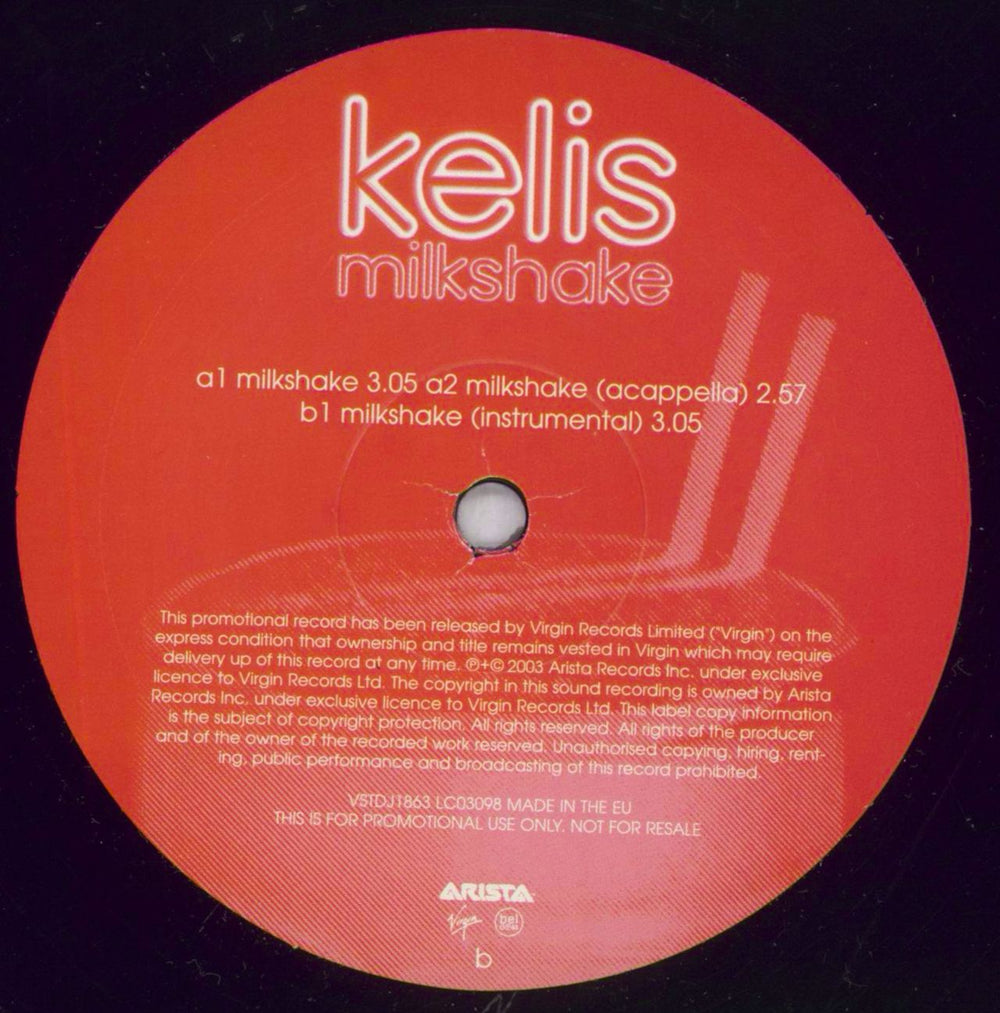 Kelis Milkshake UK Promo 12" vinyl single (12 inch record / Maxi-single) VSTDJ1863