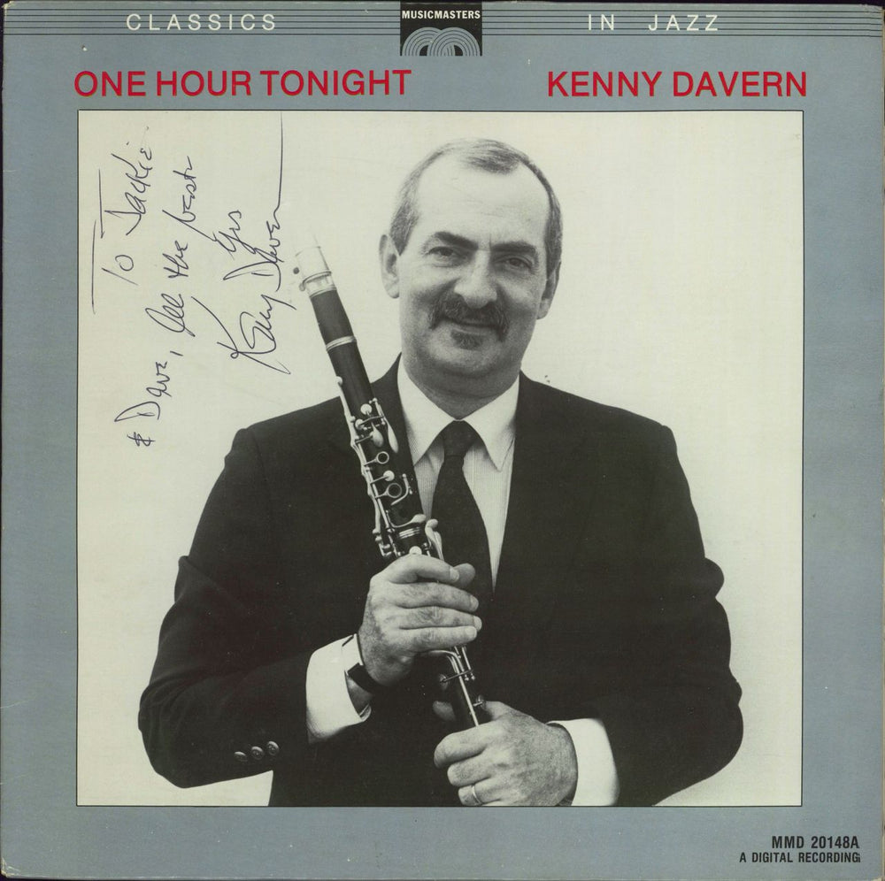 Kenny Davern One Hour Tonight - Autographed US vinyl LP album (LP record) MMD20148A