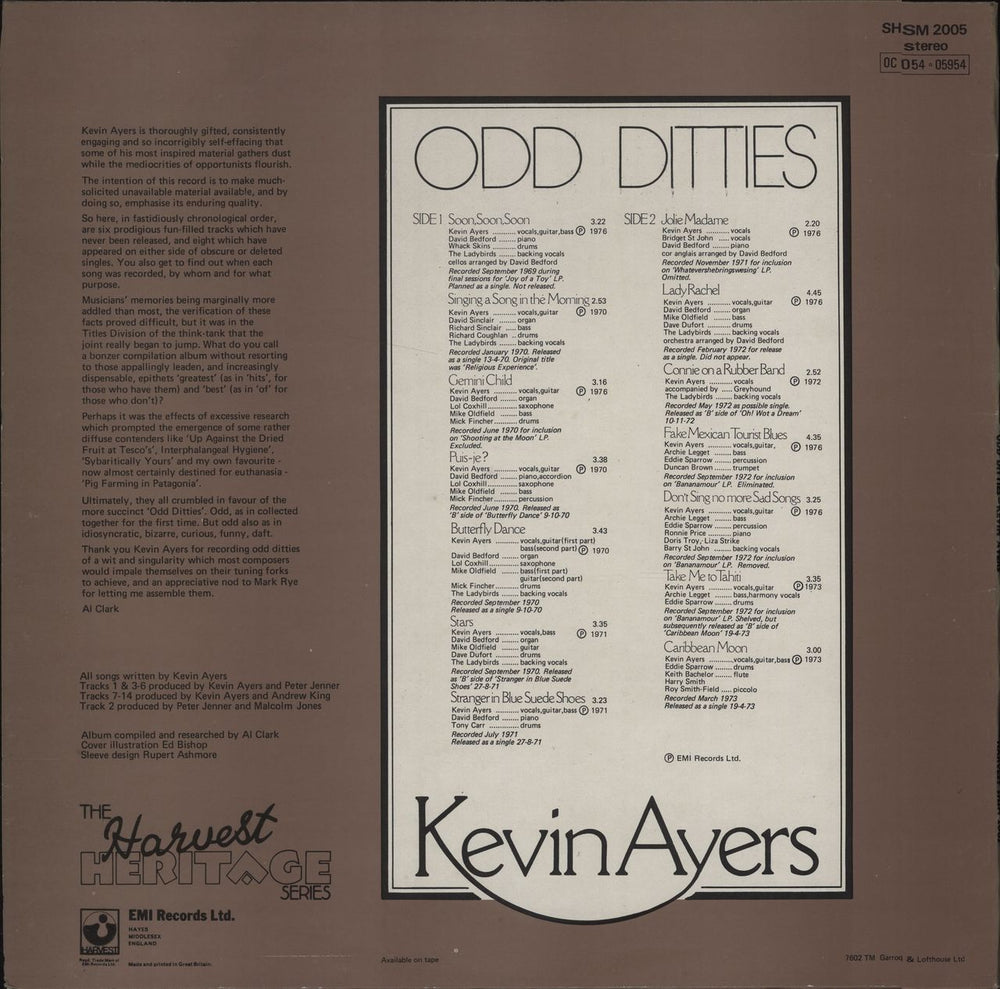 Kevin Ayers Odd Ditties UK vinyl LP album (LP record) AYRLPOD342651