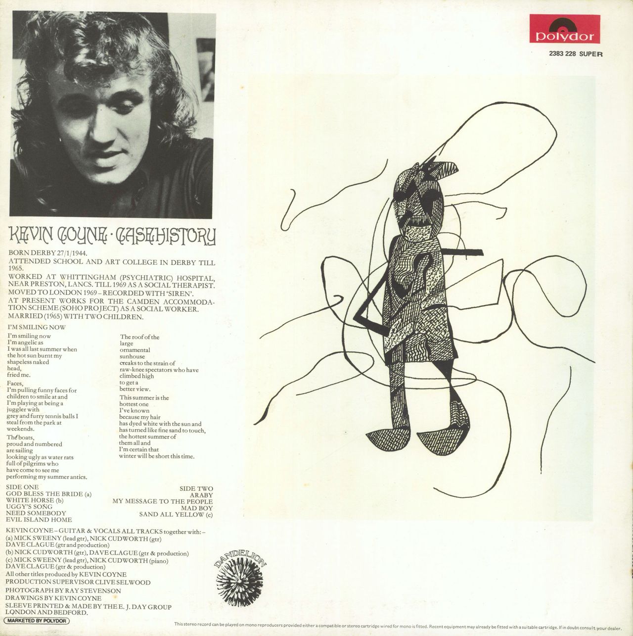 Kevin Coyne Case History UK vinyl LP album (LP record)