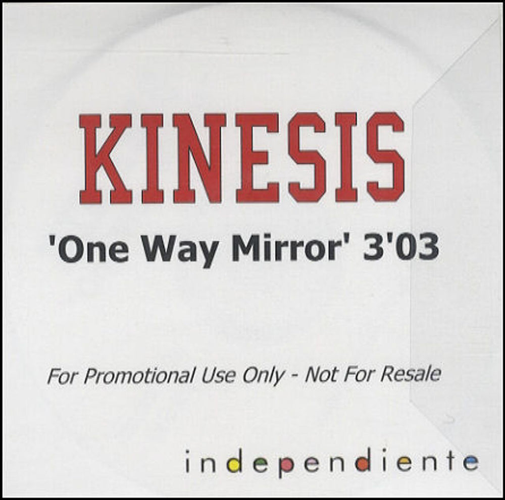Kinesis One Way Mirror UK Promo CD-R acetate CD-R ACETATE