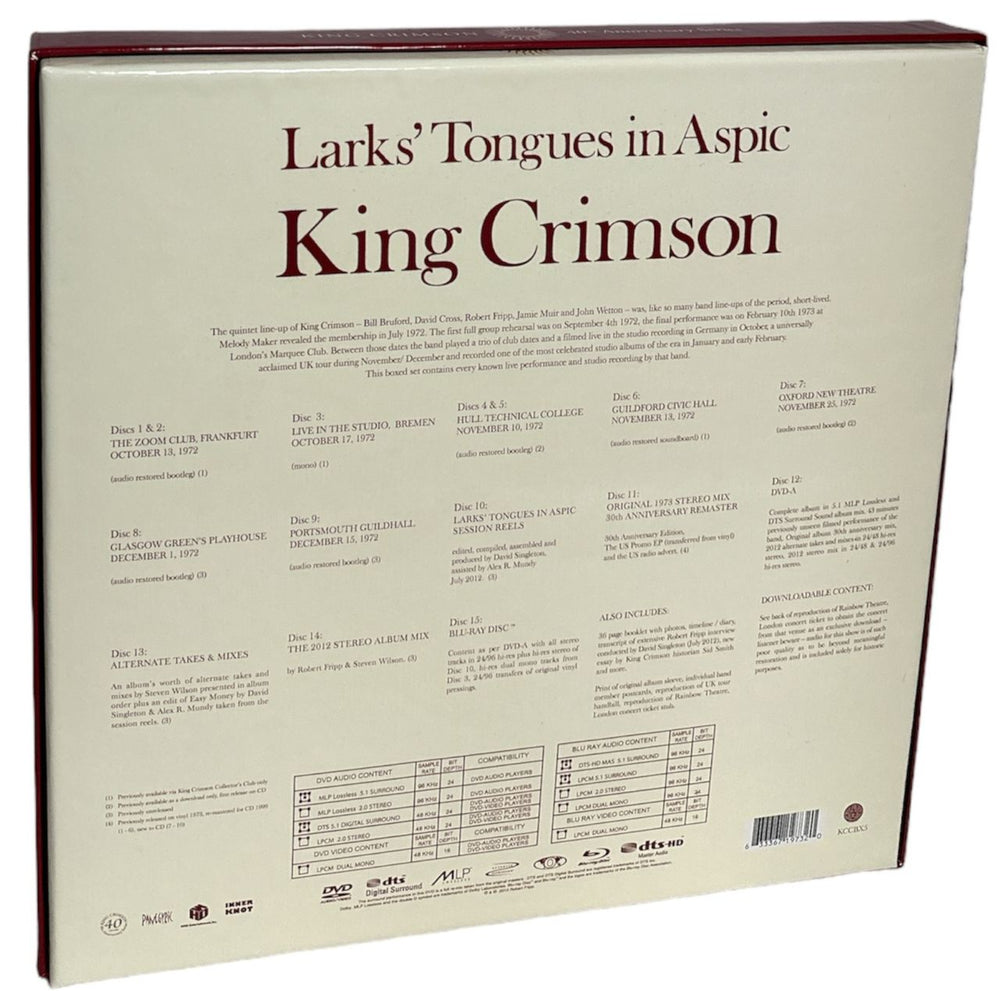 King Crimson Larks' Tongues In Aspic - The Complete Recordings UK Cd album  box set