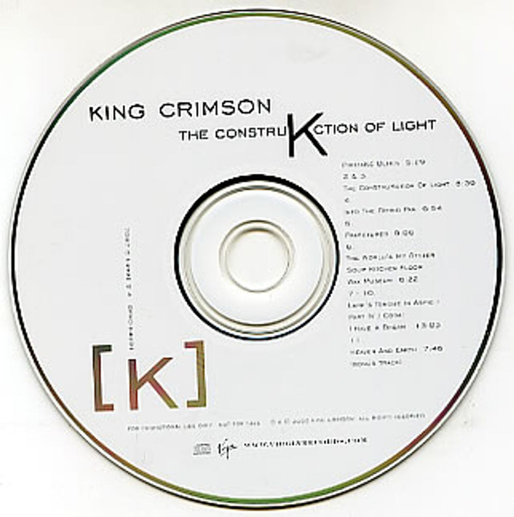 King Crimson The Construkction Of Light US Promo CD album (CDLP) DPRO-14991