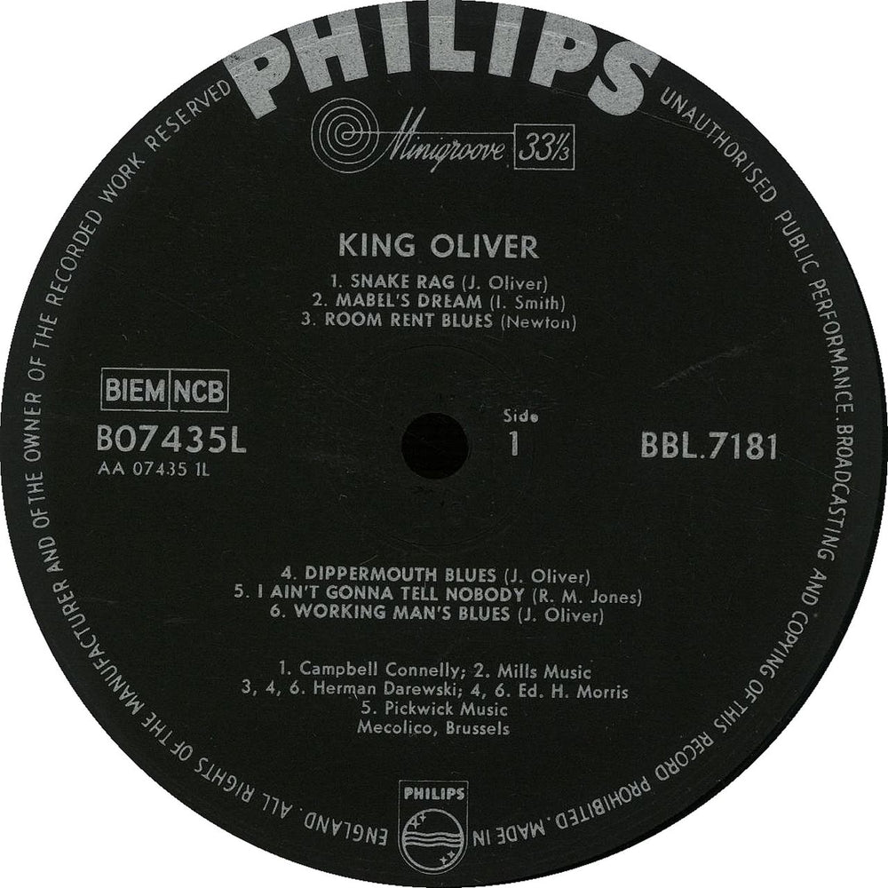 King Oliver King Oliver UK vinyl LP album (LP record)