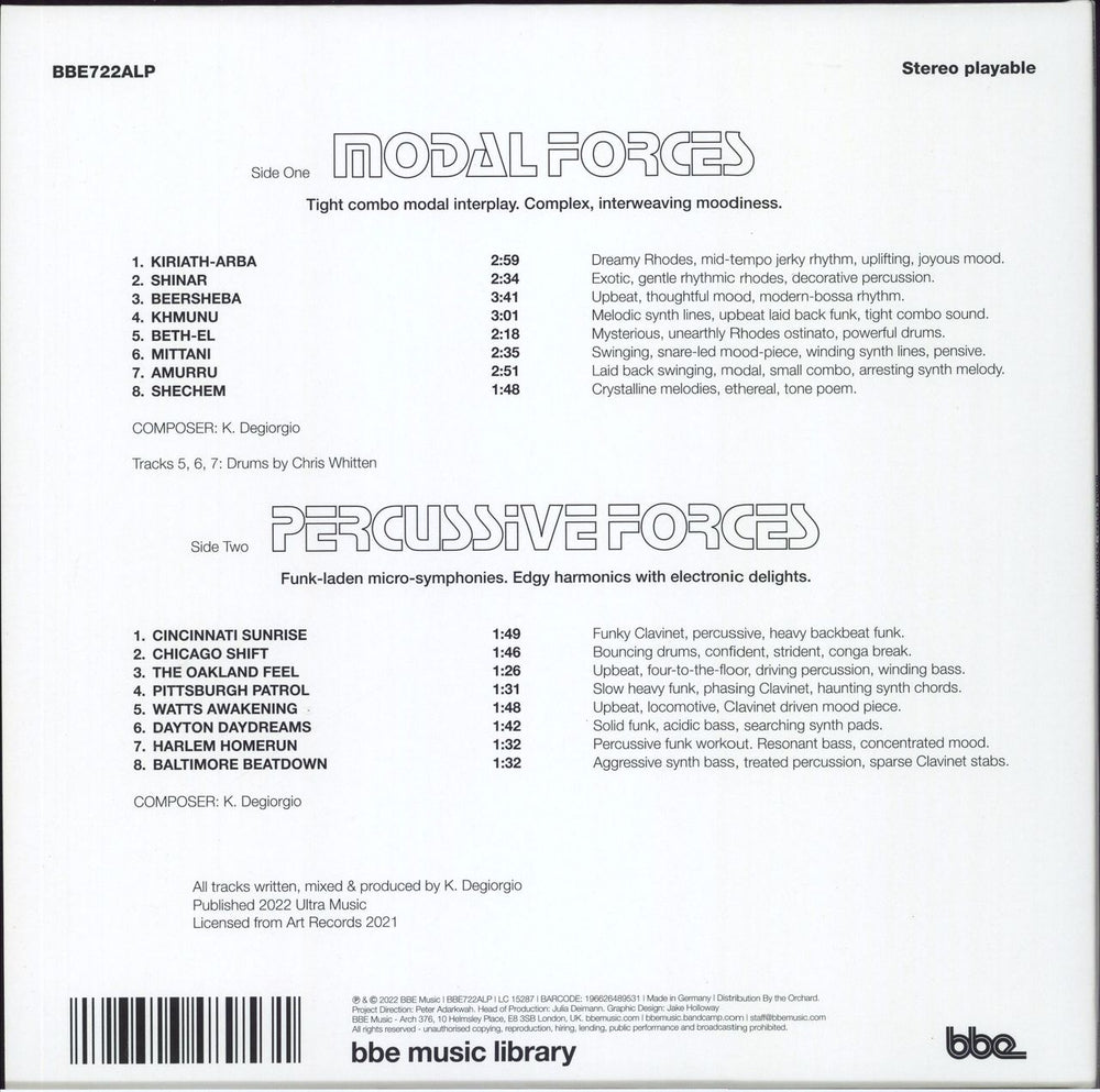 Kirk Degiorgio Modal Forces / Percussive Forces German vinyl LP album (LP record) 196626489531