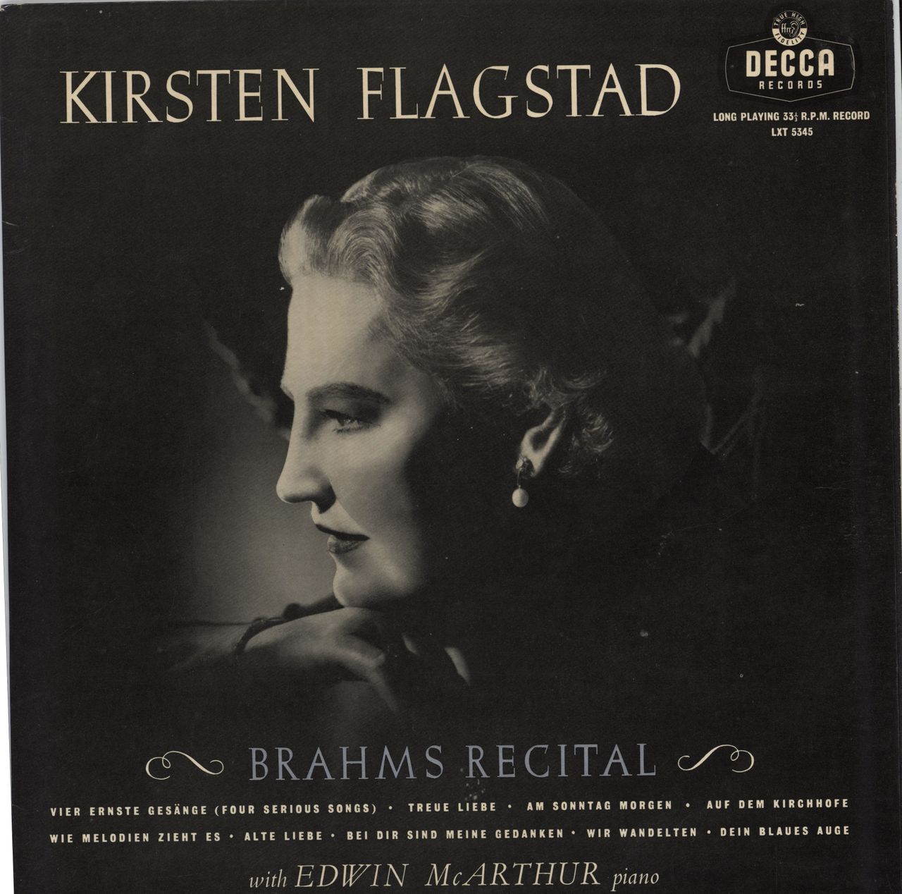 Kirsten Flagstad Brahms Recital - 2nd UK vinyl LP album (LP record) LXT5345