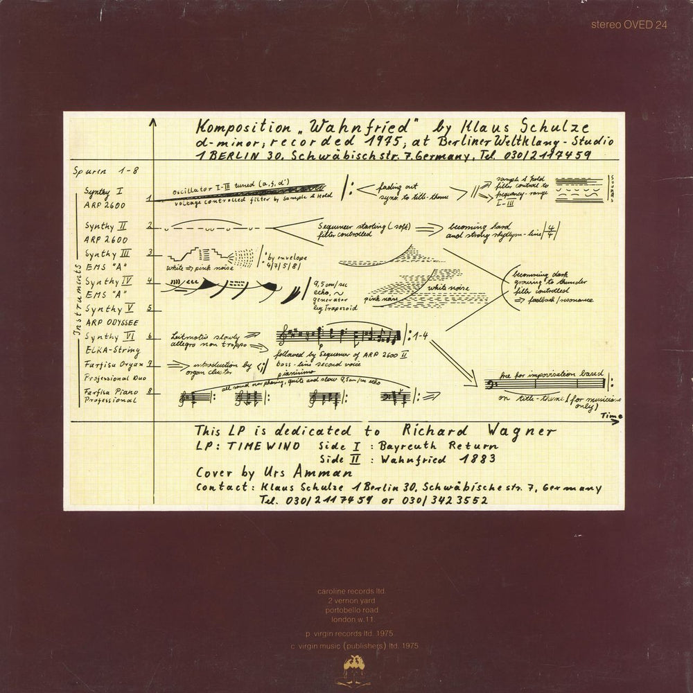 Klaus Schulze Timewind UK vinyl LP album (LP record)