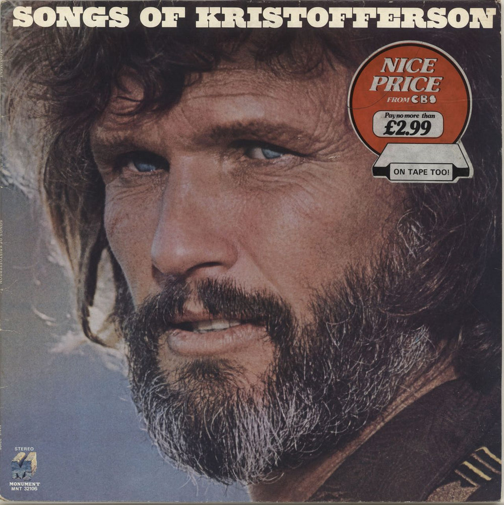 Kris Kristofferson Songs Of Kristofferson UK vinyl LP album (LP record) MNT32106