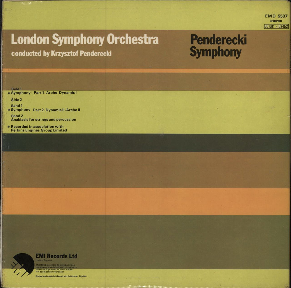 Krzysztof Penderecki Penderecki Symphony UK vinyl LP album (LP record)