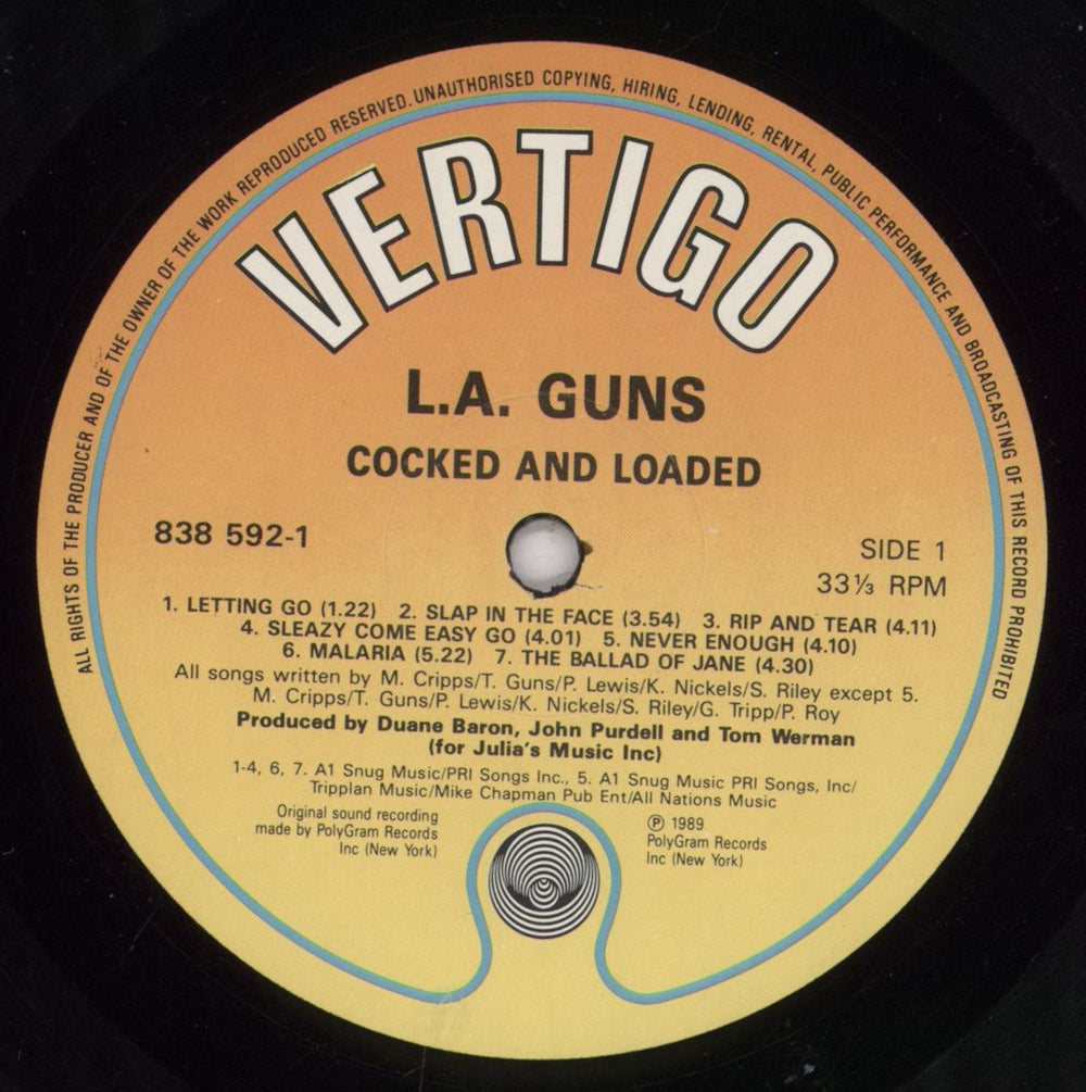 L.A. Guns Cocked & Loaded UK vinyl LP album (LP record) LAGLPCO567124