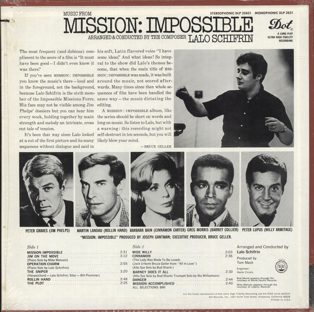 Lalo Schifrin Music From Mission: Impossible US vinyl LP album (LP record)