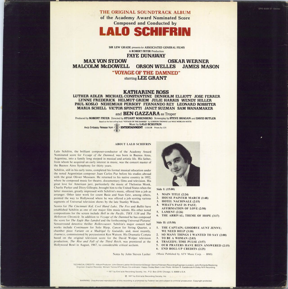 Lalo Schifrin Voyage Of The Damned US vinyl LP album (LP record)