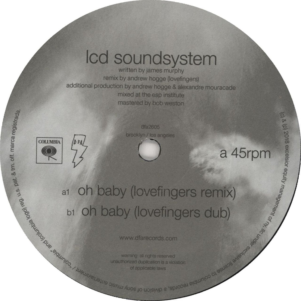 LCD Soundsystem Oh Baby (Lovefingers Remix) US 12" vinyl single (12 inch record / Maxi-single) DFA2605
