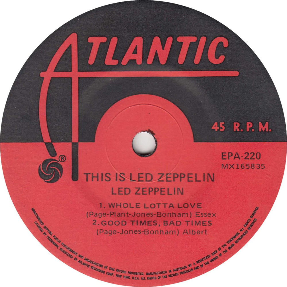 Led Zeppelin This Is Led Zeppelin - EX Australian 7" vinyl single (7 inch record / 45)