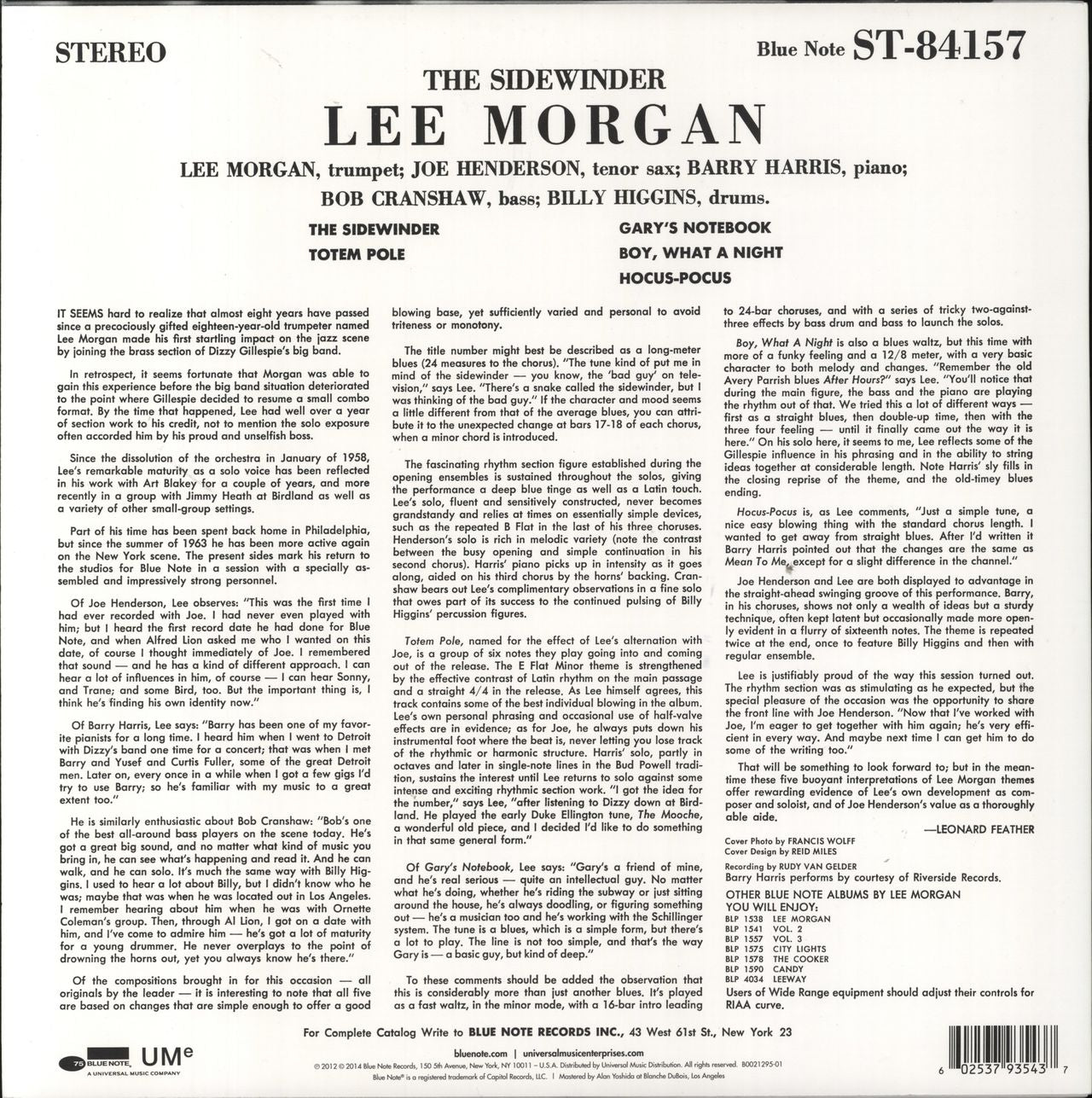 Lee Morgan The Sidewinder: Remastered US Vinyl LP — RareVinyl.com