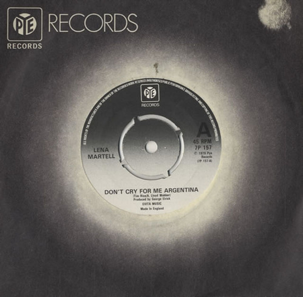 Lena Martell Don't Cry For Me Argentina UK 7" vinyl single (7 inch record / 45) 7P157