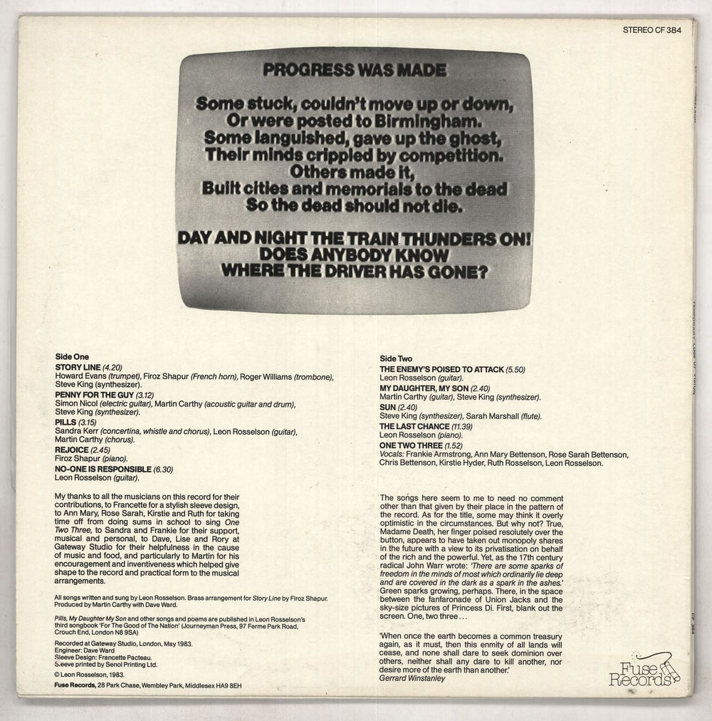 Leon Rosselson Temporary Loss Of Vision UK vinyl LP album (LP record)