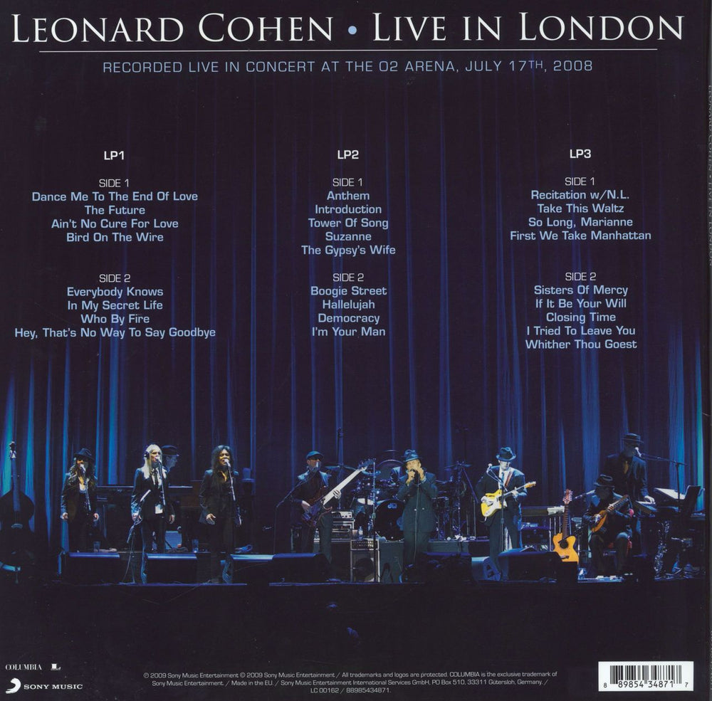 Leonard Cohen Live In London UK 3-LP vinyl record set (Triple LP Album) 889854348717