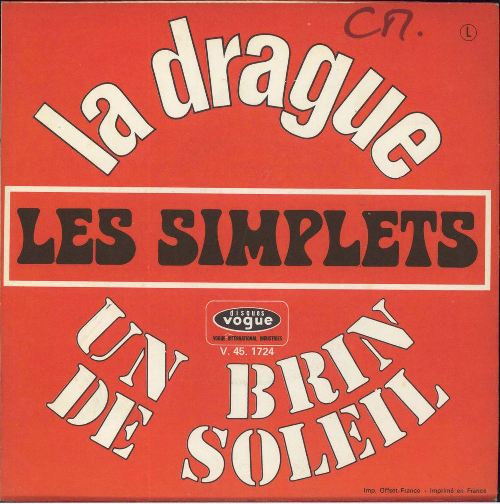 Les Simplets La Drague + Sleeve French 7" vinyl single (7 inch record / 45)