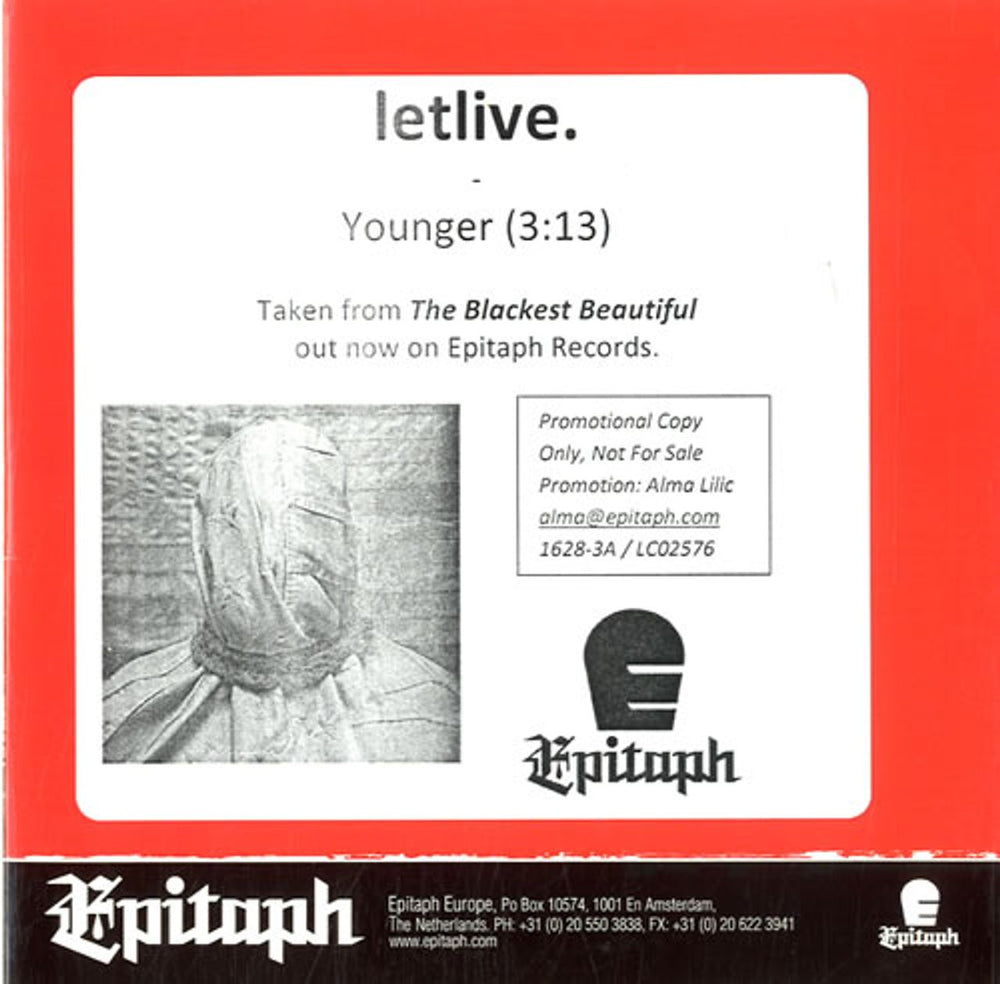 Letlive Younger UK Promo CD-R acetate CD-R